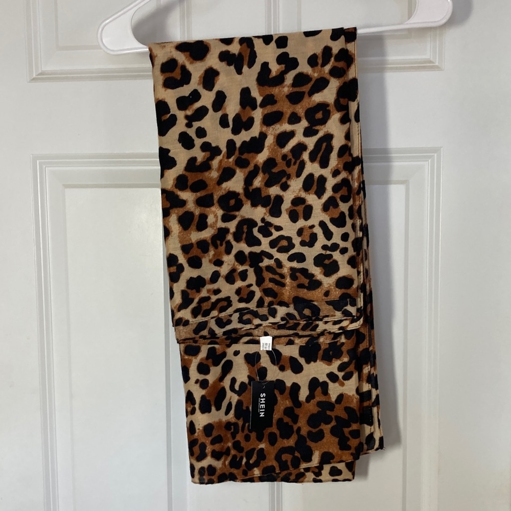 SHEIN Animal Print Scarf - Tan and Black